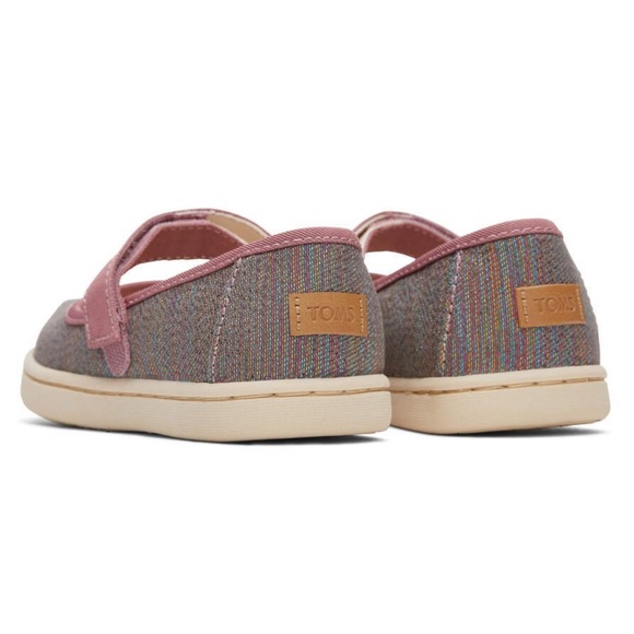 NWT TOMS Tiny Mary Jane raspberry multi twill glimmer size 6 - Picture 3 of 7